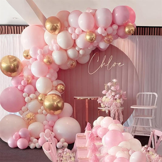 Pink Theme Balloon Arch Kit, 104pcs/set Mixed Color Latex Balloon, Atmosphere Layout Scene Decoration Supplies for Wedding Birthday Festival Party