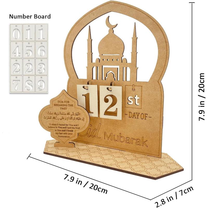 Wooden Countdown Calendar, 1 Set 3D Mosque Design Wooden Advent Calendar, Home Decor