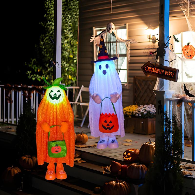 Ghost Design Halloween Decoration, 1 Count Cute Ghost with LED Light, Halloween Decorations for Home Party (Battery Required, without Battery), Fall Gifts