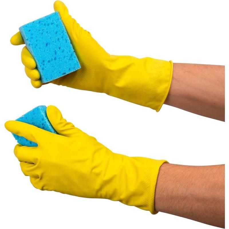 3 Pack Yellow Cleaning Gloves, Professional Natural Rubber Latex Gloves, 3 Pairs(Good thing)