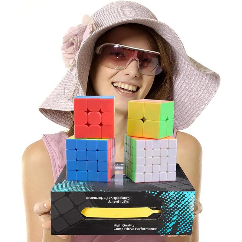 Cube Toy Kit, 4 Counts/set Colorful Cube Toy, 2x2, 3x3,?4x4, 5x5, Develop Intelligence,?Easy Turning and Smooth Play, Enhances Hands-on Ability