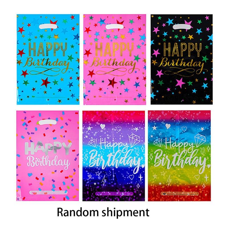 Random Gift Bag for Romantic Valentine's Day Gifts, 10pcs Letter Pattern Colorful Plastic Bag For Birthday Party, Wedding