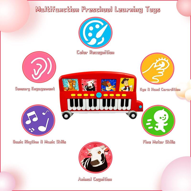 La Granja De Zenon Baby Piano Toy Toddler Piano La Vaca Lola Musical Spanish Toys for Toddlers 1-3 Toy Piano 24 Keys Toddler Keyboard Presents for Christmas Birthday Boys and Girls