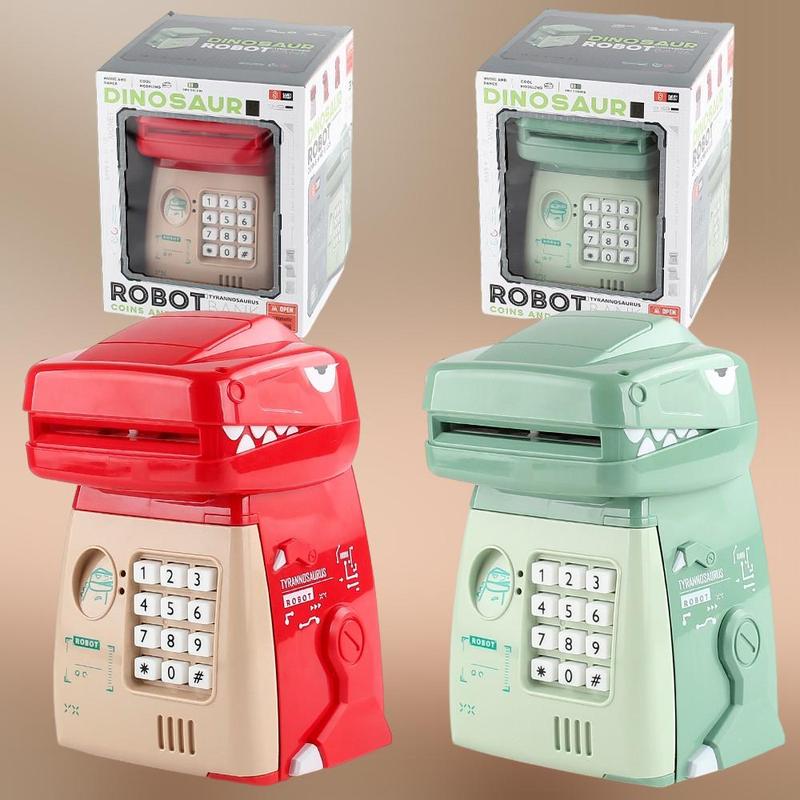 Dinosaur Design Money Box with Music & Fingerprint Password Lock (1 Set), Cute Money Case with 5 Voice Modes, Novelty Toys for Gifts