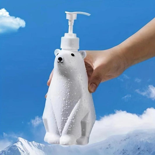 Cute Polar Bear Design Soap Dispenser, Laundry Detergent Hand Sanitizer Travel Bottle, Shampoo Shower Gel Replacement Bottle for Home Bathroom Travel