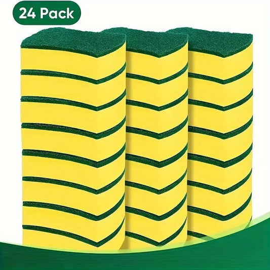 Spring Kitchen Cleaning Sponge, 24pcs?Kitchen Cleaning Sponges,double-sided stove sponges & scouring pads , Eco-friendly Anti-scratch Dishware Scrubber, water absorbent dishes sponges & scouring pads, Cleaning Supplies Household Tool