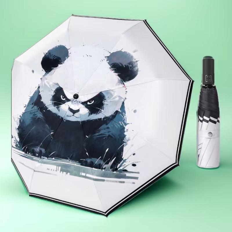 Panda Design Foldable Umbrella, 1 Count Sun Protection Umbrella, Home Supplies for Outdoor Travel & Picnic & Hiking