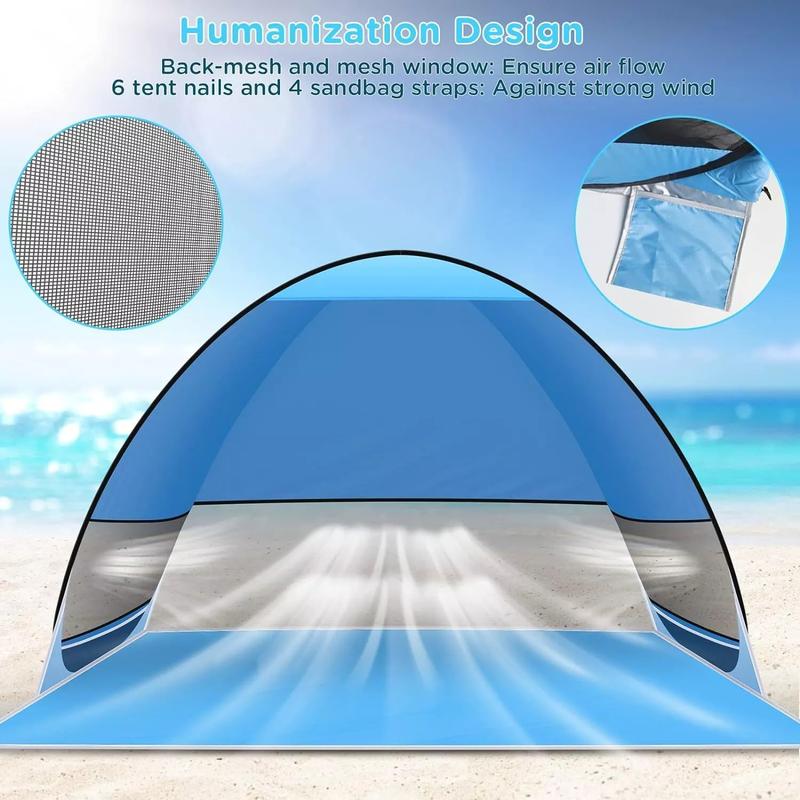 Pop Up Beach Tent UPF 50+ Sun Shelter for 2-3 Person Automatic Portable Beach Shade Tent Outdoor Cabana Sun Umbrella,Blue, Green