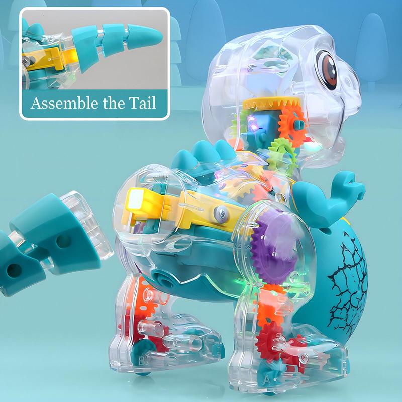 Unique Transparent Gear Dinosaur Toy With Light And Music