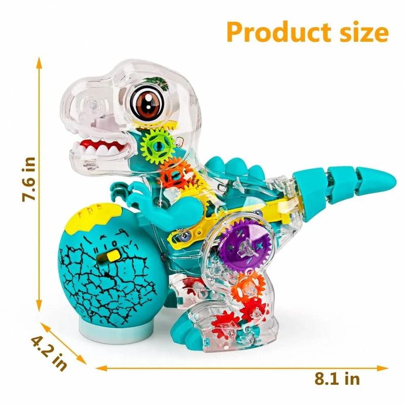 Unique Transparent Gear Dinosaur Toy With Light And Music