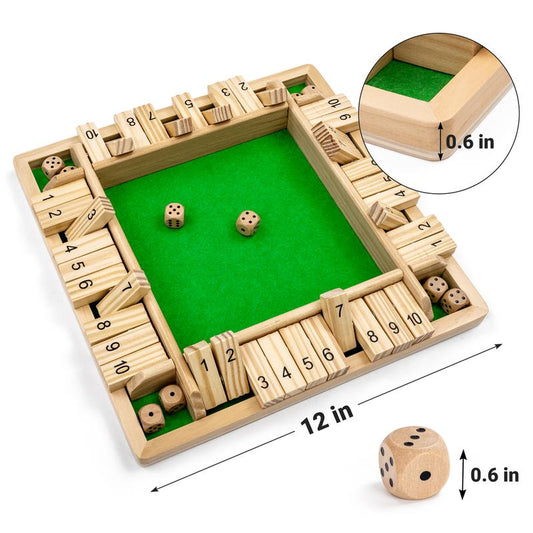 ropoda 6-Way Shut The Box Game, Upgraded 1-6 Player Shut The Box for Adult and Kids, Shut The Box Game Wooden Dice Game -Addition Training, Fun for Family Game Night-Vintage Style