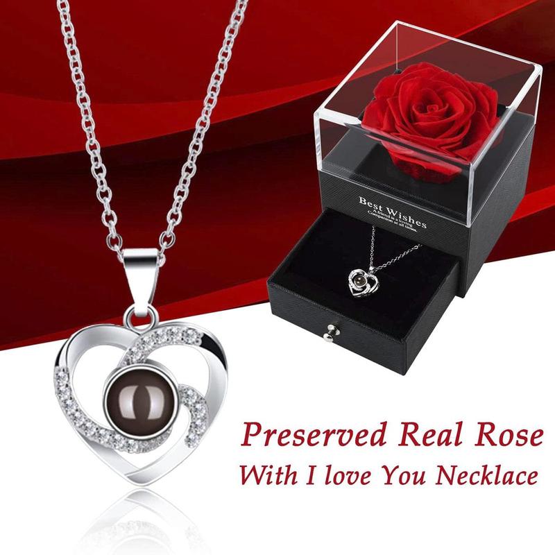 Creative Rose Design Necklace, Forever Flower Rose & Necklace Gift Box Set for Women, Mother, Wife and Girlfriend, Unique Valentine's Day Gift, Exclusive For Valentine's Day