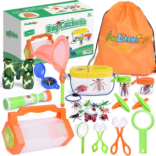 Bug Catcher Kit for Kids Outdoor Exploration Set Binoculars Insect Catcher Butterfly Net Container Kids Gifts