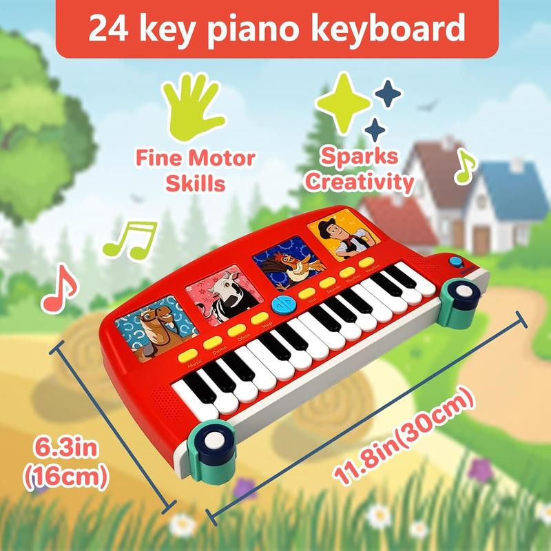 La Granja De Zenon Baby Piano Toy Toddler Piano La Vaca Lola Musical Spanish Toys for Toddlers 1-3 Toy Piano 24 Keys Toddler Keyboard Presents for Christmas Birthday Boys and Girls