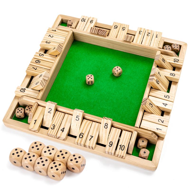 ropoda 6-Way Shut The Box Game, Upgraded 1-6 Player Shut The Box for Adult and Kids, Shut The Box Game Wooden Dice Game -Addition Training, Fun for Family Game Night-Vintage Style