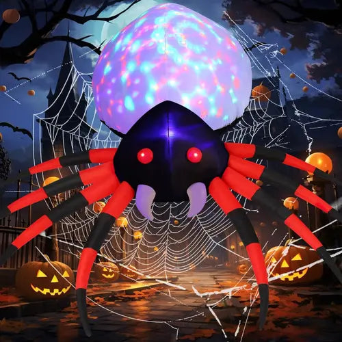 GOOSH 8 FT Outdoor Halloween Decor Inflatable Spider Outdoor Decoration with Magic Light, Blow Up Yard Inflatables Holiday Inflatables for Outdoor Yard Garden Lawn Decor  Ornaments