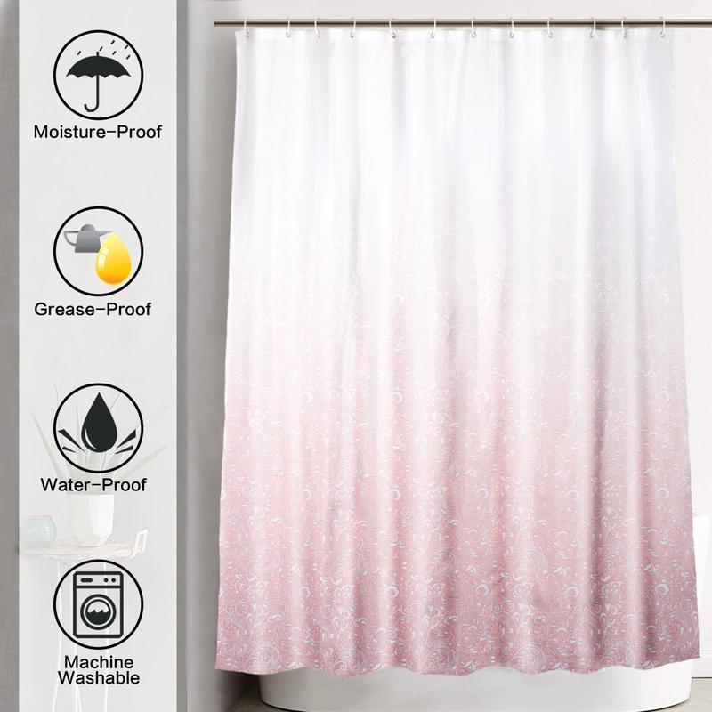 Gradient Color Shower Curtain, Waterproof Shower Curtain with 12 Hooks, Bathroom Supplies for Home Use