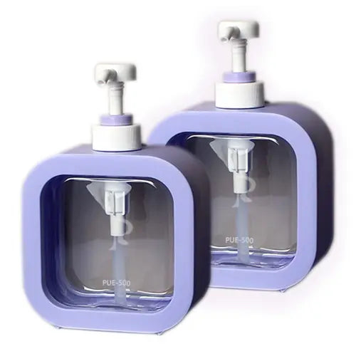 2 Pack Clear Dish Soap Dispenser with Rustproof Pump for Kitchen Sink 17 Oz, Purple Accent Color Clear Square Soap Lotion Dispenser Refillable Plastic