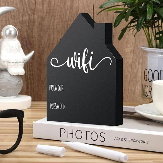 Wifi Password Sign & Erasable Pen Set, 1 Set Creative Wooden Wifi Password Sign with Pen, Decor Ornaments for Home Business Center