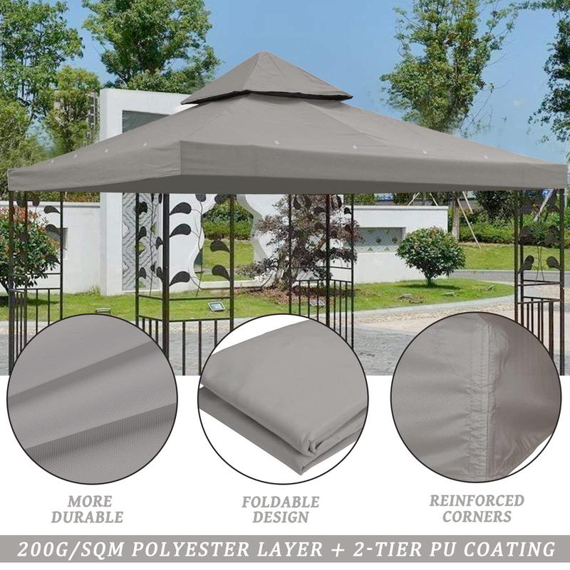 8'x8' Canopy Replacement top 2 Tier for Gazebo Canopy Replacement Cover UV30+ for Outdoor Patio Garden Yard