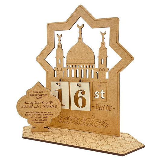 Wooden Countdown Calendar, 1 Set 3D Mosque Design Wooden Advent Calendar, Home Decor