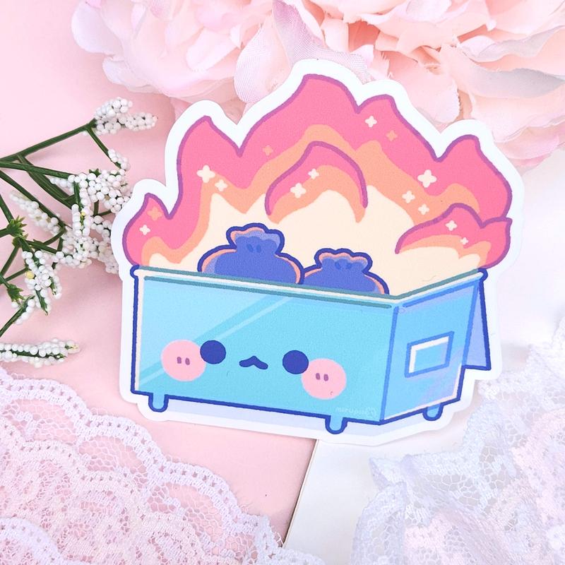 Kawaii Dumpster Fire 2.5in Vinyl Sticker