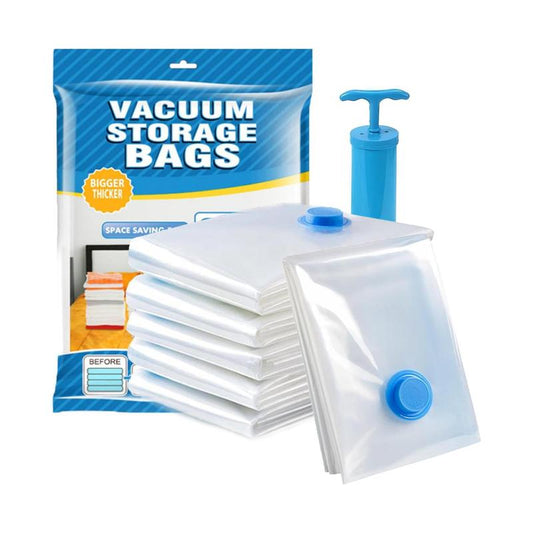 Vacuum Storage Bag with Pump, 6 Counts/set Vacuum Sealed Storage Bag, Space Saving Storage Bag for Bedding, Blanket, Clothing, Home Organizer for Bedroom