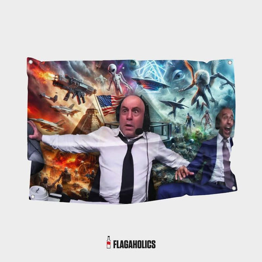 Joe Rogan Flag - Flagaholics 3x5ft Hanging Wall Flag Banner For Guys - Trending Decor for Bedrooms and Dorms Metal