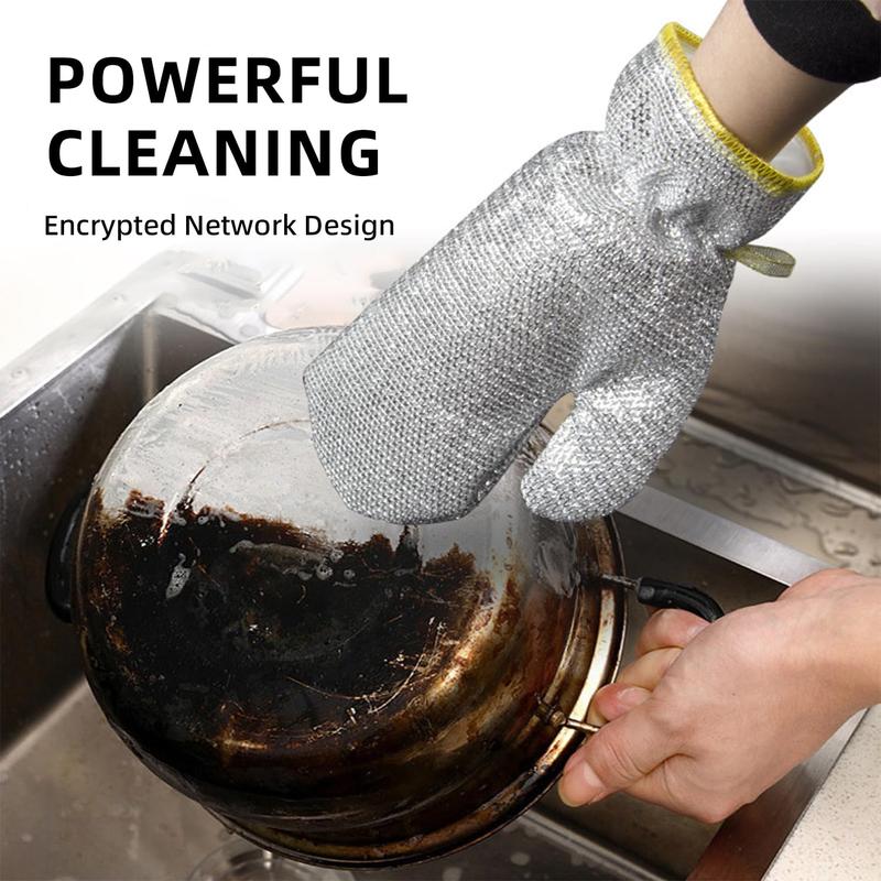 Multifunctional Wire Dishwashing Gloves, Steel Wire Insulated Waterproof and Guards Kitchen Cleaning Gloves for Scrubs & Cleans Dishes, Sinks, Counters, Stove Tops, Easy Rinsing