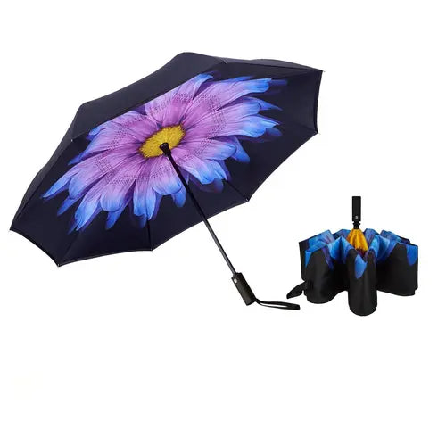 Windproof Waterproof Stick Umbrellas-Inverted Umbrella Double Layer Automatic Folding Reserve Umbrella Windproof UV Protection for Rain Car Travel Outdoor Men Women