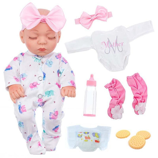 10 Inch Lifelike Newborn Teenager Doll, 1 Set Realistic Simulated Dolls with Bottles & Biscuits & Nappies, Soft Squeezable Children's Body Dolls