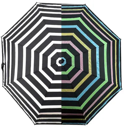 fashiona Lightweight Color Changing Mini Travel sun & rain Umbrella - Light Compact Parasol with 95% UV Protection (Black/White Strip)