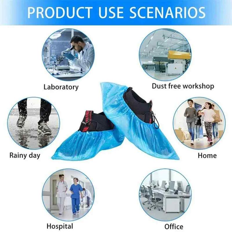 100pcs Disposable Shoe Cover, Non-slip Waterproof Dustproof Elastic Shoe Cover, Disposable Plastic Shoe Cover For Outddoor