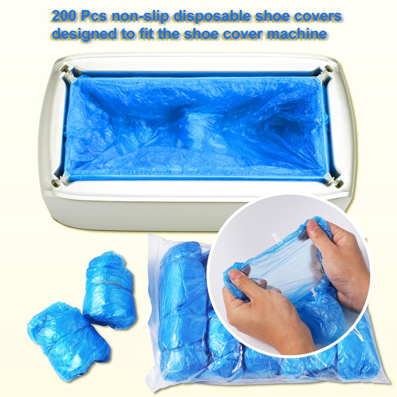 Shoe Cover Dispenser with 200pcs Disposable Shoe Covers, Automatic Shoe Cover Machine Fits shoes up to Men's size 12, Suitable for Home, Factory, Hospital (Silver)