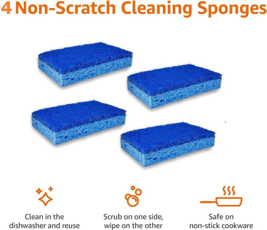 2024 New Kitchen Simple Multifunctional Scrubbing Brush Cleaning Sponge Dish Towel 4pcs Tool