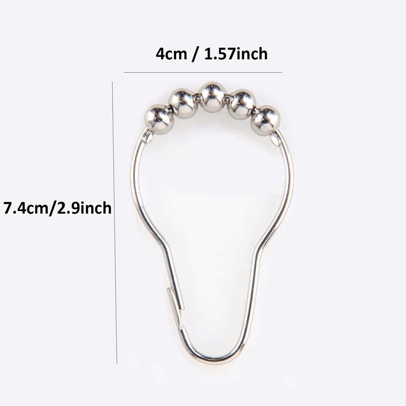 Stainless Steel Curtain Hook, 12pcs Decorative Rust Proof Shower Curtain Hook, Household Curtain Accessories for Bathroom Hotel Salon Dormitory