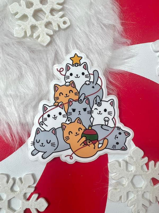 Oh, Catmas Tree 3 inch Sticker