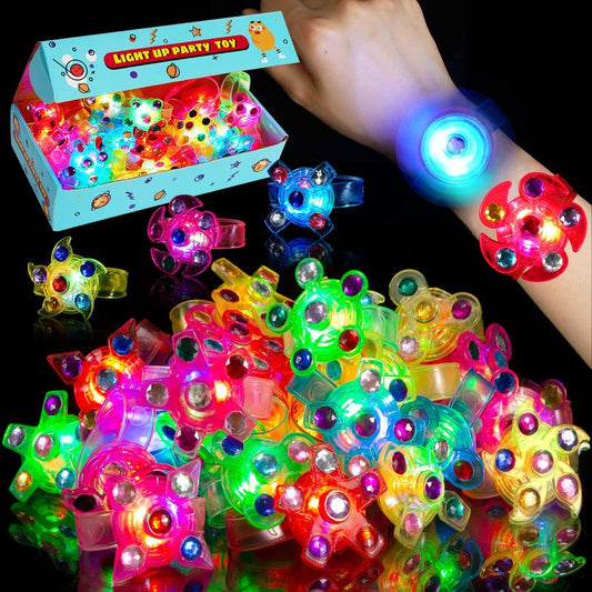 Party Favors for Kids 24 Pack Fidget Spinner Bracelets LED Light Up Goodie Bag Stuffers, Easter Egg Fillers Basket Stuffers,Treasure Box Toys for Classroom,Return Gifts for Kids