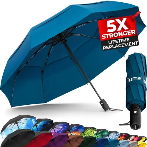 Tumella 9-Rib Solid Petrol Lightweight Umbrella