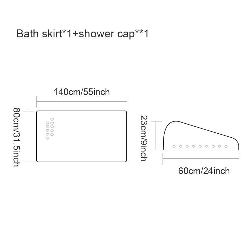 Bath Skirt & Shower Cap Set, 2pcs/set Soft Absorbent Hair Wrap & Bath Skirt, Hair Drying Cap & Shower Skirt Set for Home Bathroom