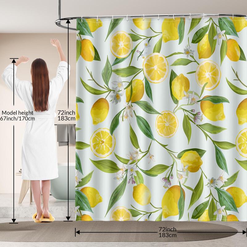 Fruit Print Shower Curtain, Waterproof Shower Curtain with 12 Hooks, Bathroom Supplies for Home Bathroom Decor