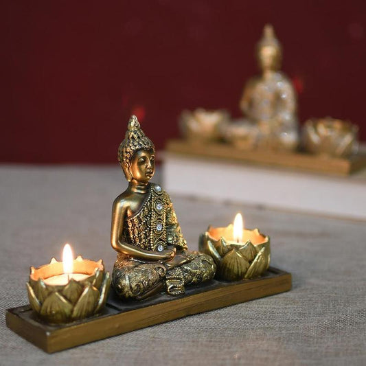 Mini Buddha Statue Design Candle Holder, Vintage Candle Holder, Decorative Candle Holder for Home Party Wedding