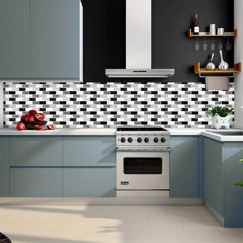 3D Tile Design Wall Sticker, 18pcs/set Self Adhesive Wall Decal, Decorative Sticker for Kitchen, Bathroom, Bedroom