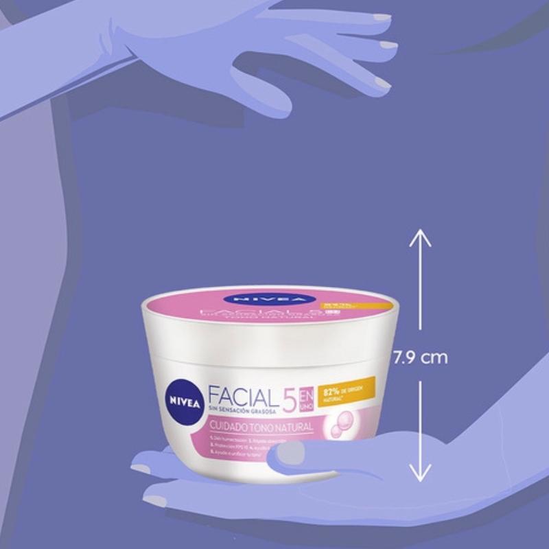 Nivea 5 In 1 Natural Lightening Moisturizing Facial Cream / Nivea Crema Facial Hidratante 5 En 1 Aclarado Natural ( Pink Cap )