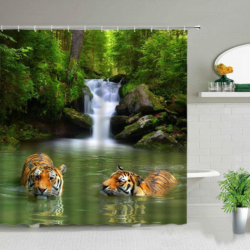 1 Piece Animal Pattern Shower Curtain, Waterproof Bathroom Curtain, Bathroom Accessory