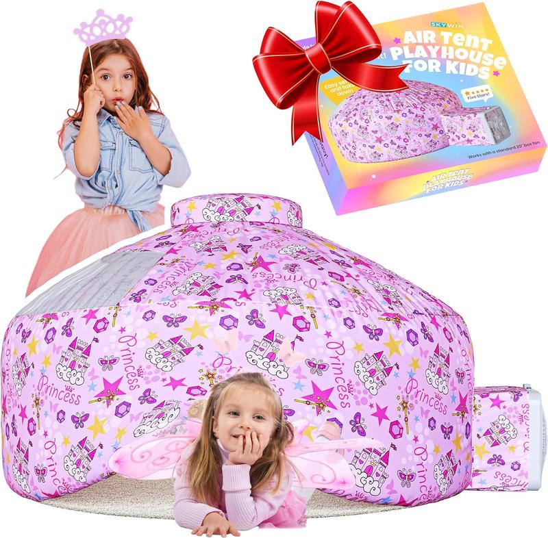 SKYWIN Air Tent Fort Playhouse for Kids (Princess) - Improved Inflatable Kids Fort Sets Up and Stores Away in Seconds (Fan NOT Included) kids toys