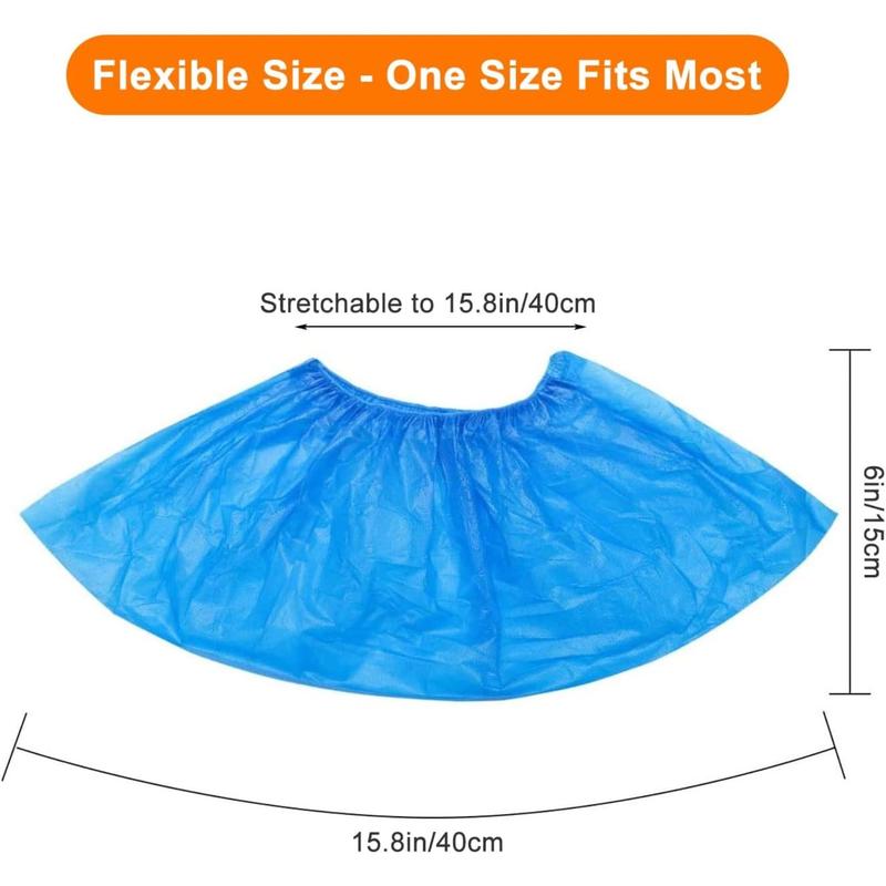 Shoe Covers Disposable - 100 Pack (50 Pairs) Non Slip Recyclable Disposable Boot Covers Waterproof Durable Shoe Protector for Indoor Guest Visitor, One Size Fits (CPE Plastic)