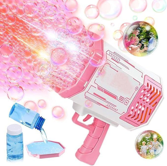 Bubble Machine, Automatic Children's Bubble Machine,Bubble Machine with Light, Bubble Solution, 69 Holes Bubbles Machine for Kids Adults, Summer Toy Gift for Outdoor Indoor Birthday Wedding Party.