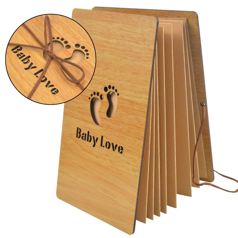 Wooden Cover Baby Love Photo Album Book, 1 Piece Modern Simple Creative Baby Love Memory Scrapbooking Photo Album Book, Romantic Valentine's Day Gifts for Her Him Boyfriend Girlfriend, Gift for Family