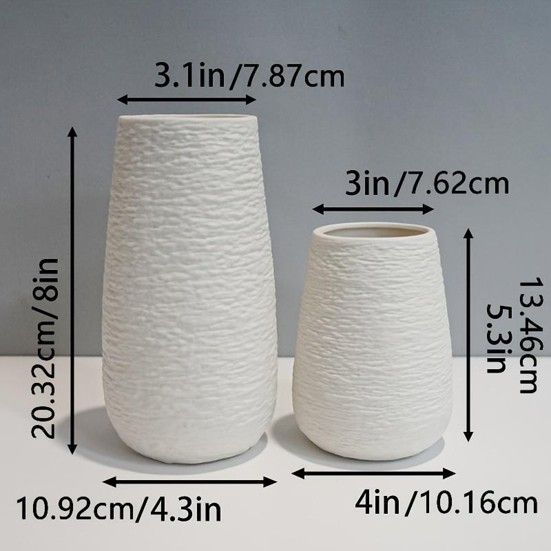 White Ceramic Vases Set of 2, Home Decor Stone Vases Boho Simple Modern Stereo Grain Table Decorative Vases for Bedroom, Living Room, Office Table Home Gift Women Ornaments